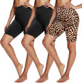 Skiennix Biker Shorts for Women - 3 Pack Black High Waisted Tummy Control for Gym & Yoga