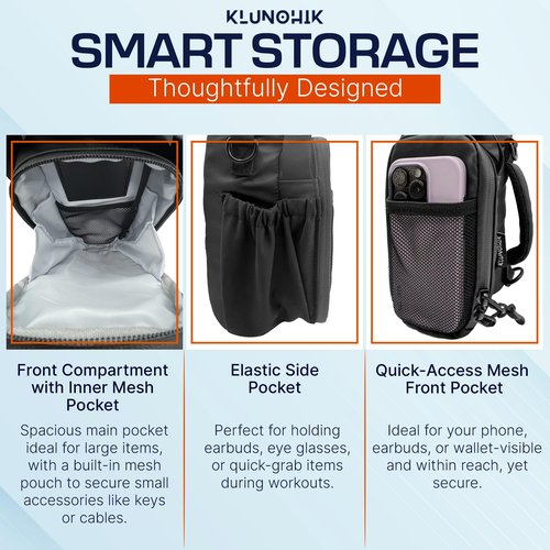 KLUNOHIk Magnetic Gym Bag with 5 Neodymium Magnets – Waterproof Bottle & Essentials Holder, Fits All Gym Machines – Smart Storage with Mesh Pockets, Key Clasp & Airtag Slot