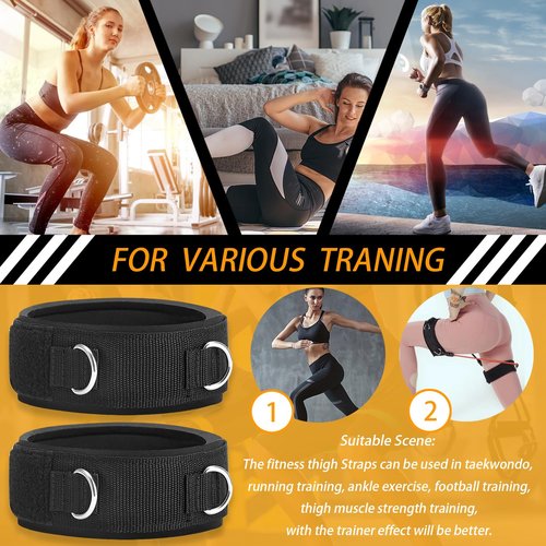 2D Ring Thigh Strap, High Leg Lift Fitness Exercise Accessories, Adjustable Running Football Training Rope Taekwondo Training Band 1 Pair