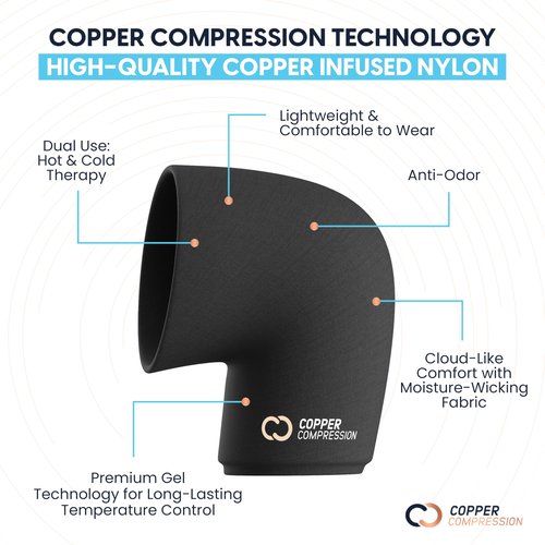 Copper Compression CopperFreeze™ Knee Sleeve Hot & Cold Therapy Support for Pain, Swelling, and Injury Recovery – 360° Copper Infused Relief for Knees and Joints