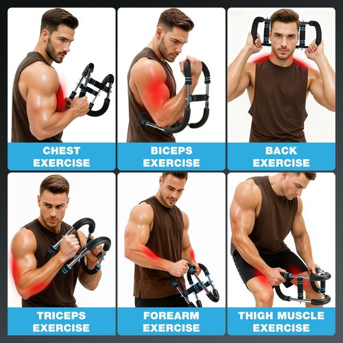WARMOUNTS Twister Arm Trainer, 66-110lbs 3-Level Adjustable Chest Expander for Men & Women, Upper Body Workout Equipment for Chest, Shoulder & Biceps, Portable Spring Resistance Bar with Safety Sleeve