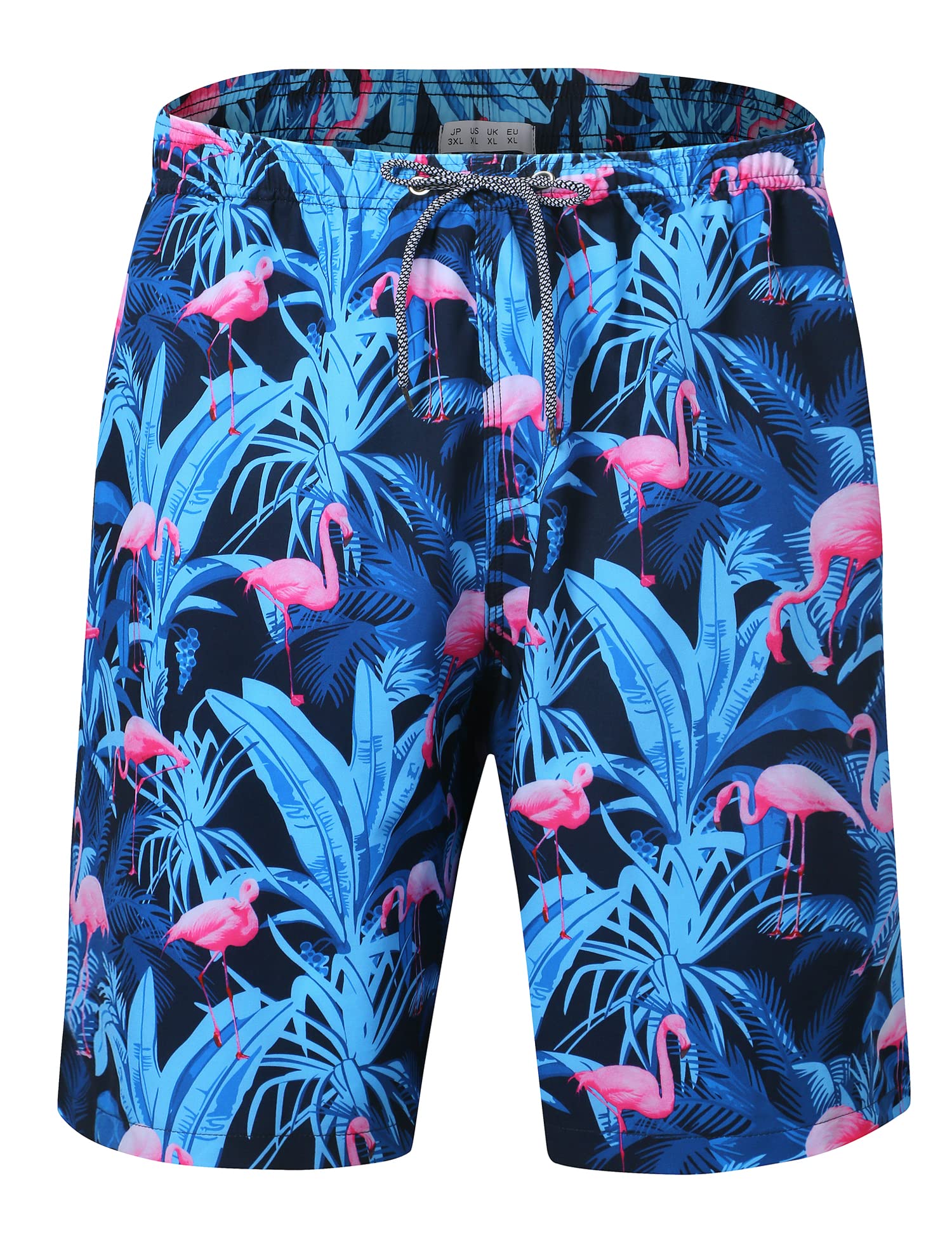 ELETOP Men's Swim Trunks Quick Dry Bathing Suit Swimming Board Shorts Mesh Lining Beach Swimwear Flamingo Blue M