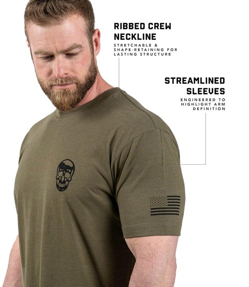 Gymreapers Valor Moisture Wicking T-Shirts for Men - Short Sleeve Workout Gym Shirts - Running Athletic Tees & Dry Fit Tshirt Military Green