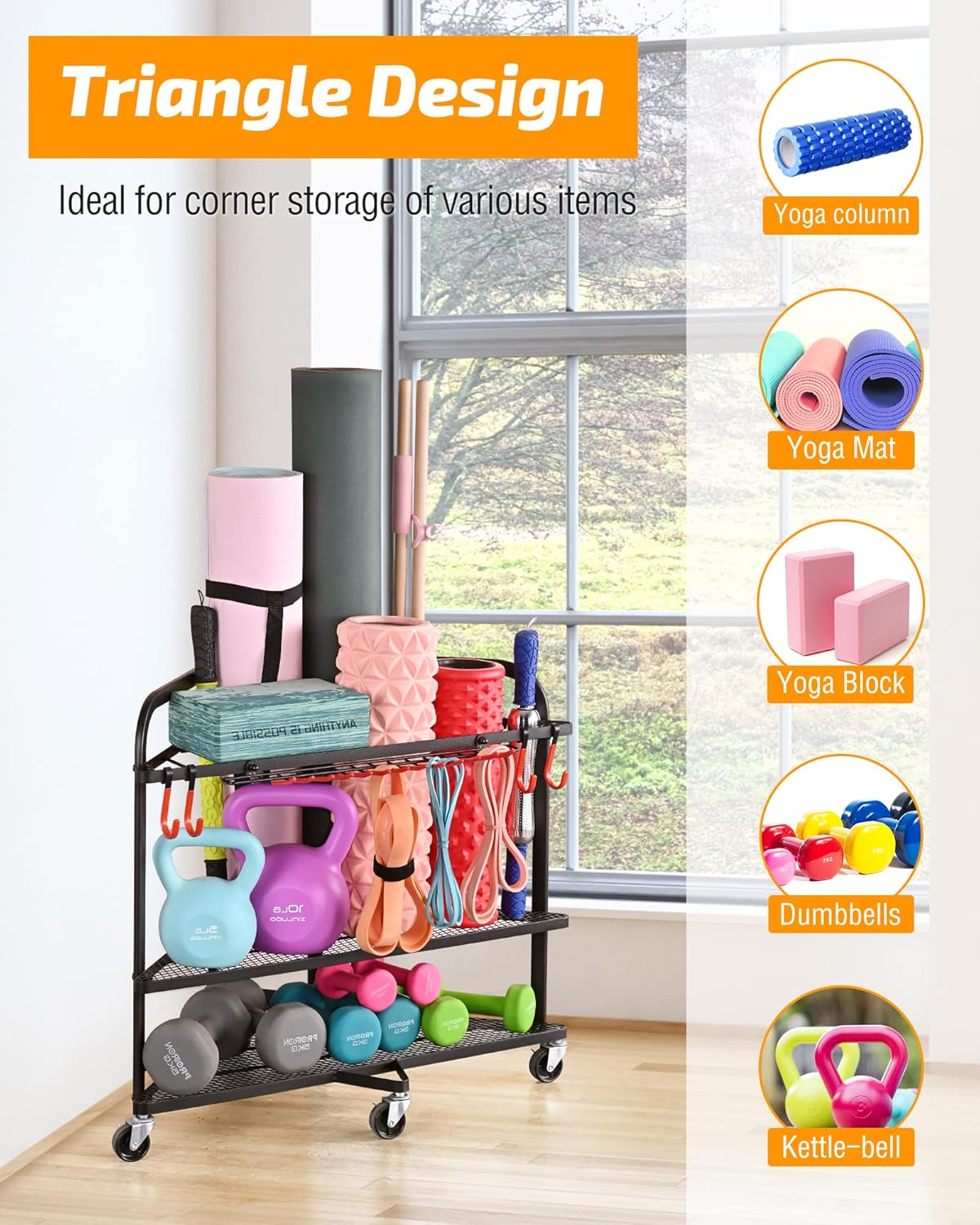 PLKOW Weight Rack - Home Gym Storage for Dumbbells, Kettlebells & Yoga Mats | Durable & Space-Saving