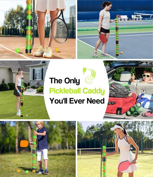 Mibhuvan 17 Balls Pickleball Ball Retriever & Holder with Strap – Adjustable Height Ball Collector, Back Saver for Adults, Kids & Wheelchair Users – Lightweight, Portable, Eco-Friendly (Green)