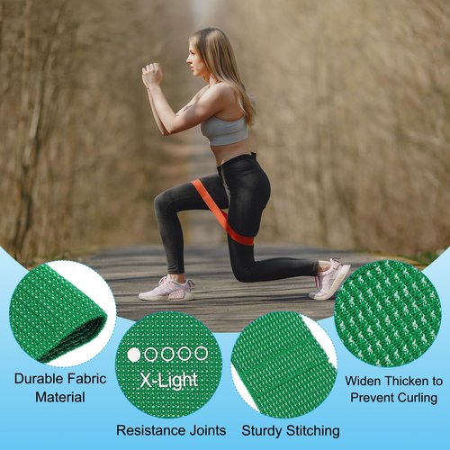 PATIKIL Fabric Resistance Bands X-Light, 5 Pack Elastic Exercise Bands for Women and Men, Booty Legs Workout Bands for Working Out Fitness Pilates, Green