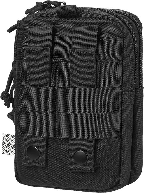 LefRight Tactical Molle Mobile Phone Belt Pouch - Slim Utility Waist Bag with Holster | Large Black
