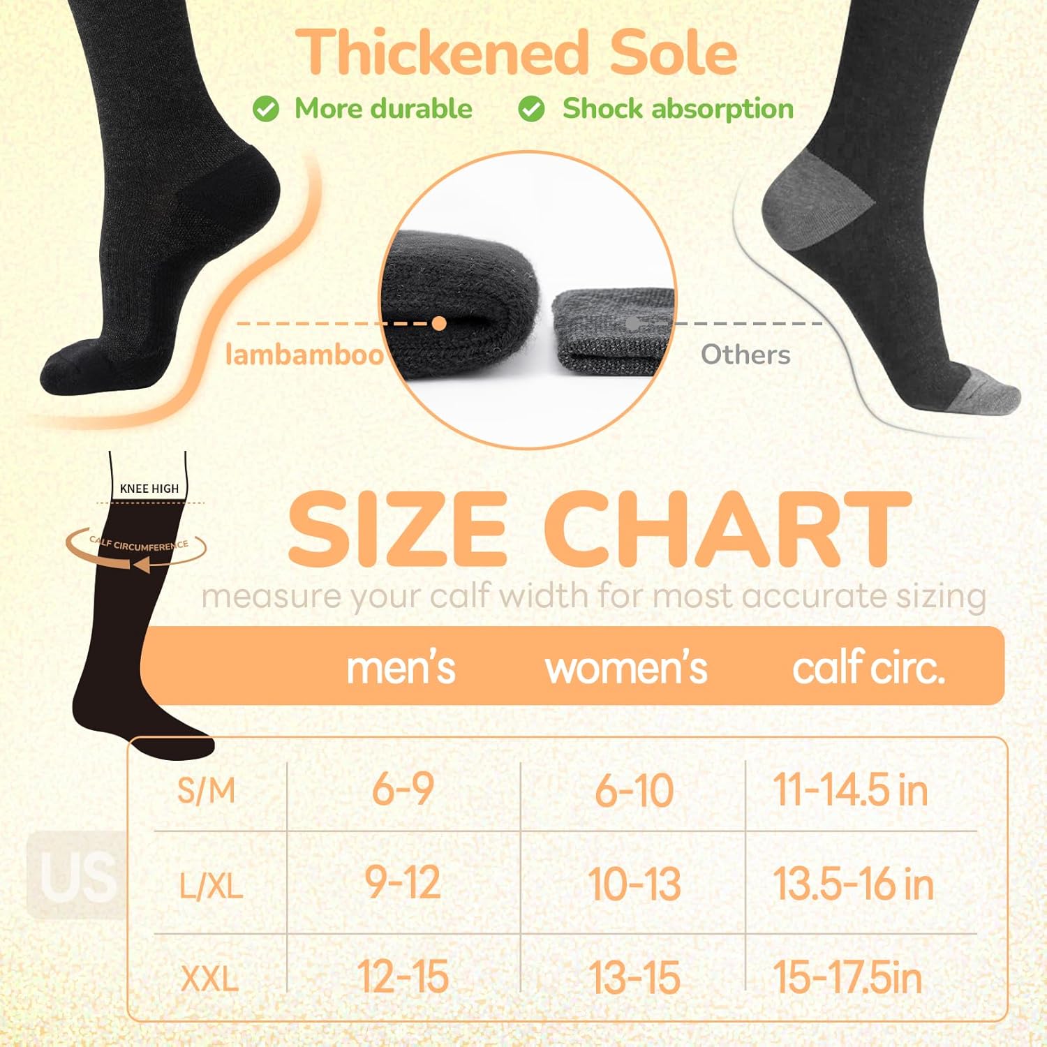 Skiennix Merino Wool Compression Socks - 15-20 mmHg Knee High for Travel & Running