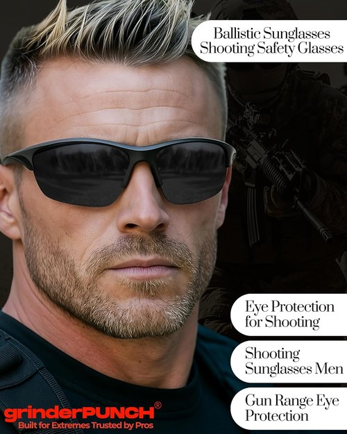 GrinderPUNCH Tactical Shooting Glasses - Military Grade Impact Resistance & 100% UV Protection | ANSI Z87 Certified