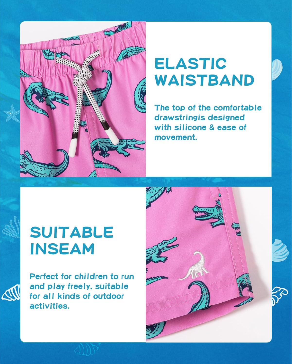 SURF CUZ Boys Swim Trunks - UPF 50+ Quick Dry Bathing Suit for Toddlers | Mesh Beach Boardshorts