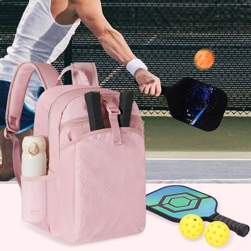 Prokva Pickleball Bag Backpack for Women Holds 4 Paddles, Large Pickle Ball Bag Pickleball Paddle Backpack for Men, Pink (Patent Design)