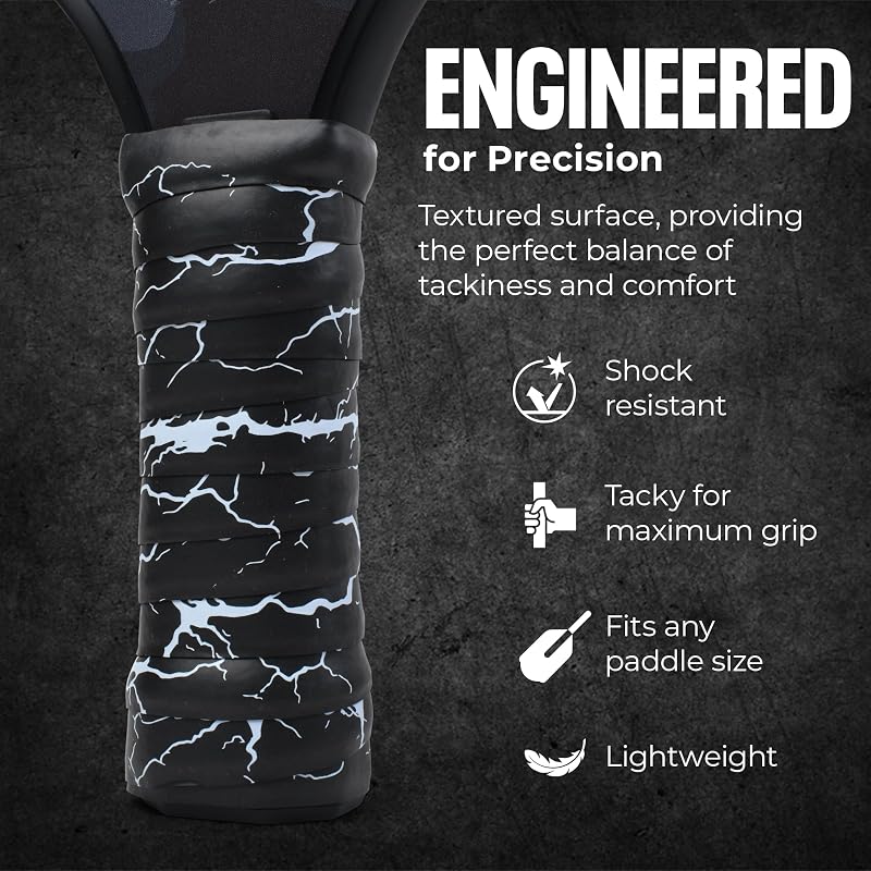 DH Mythic Arcing Lightning Replacement Grip Tape – Cushioned, Anti-Slip Handle Wrap (Black with White Lightning)