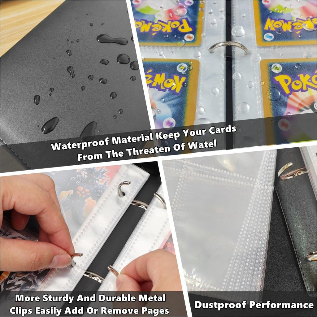 Skiennix Trading Card Binder - 400 Pockets for Pokémon Cards | Zipper Closure & 50 Sleeves, Red