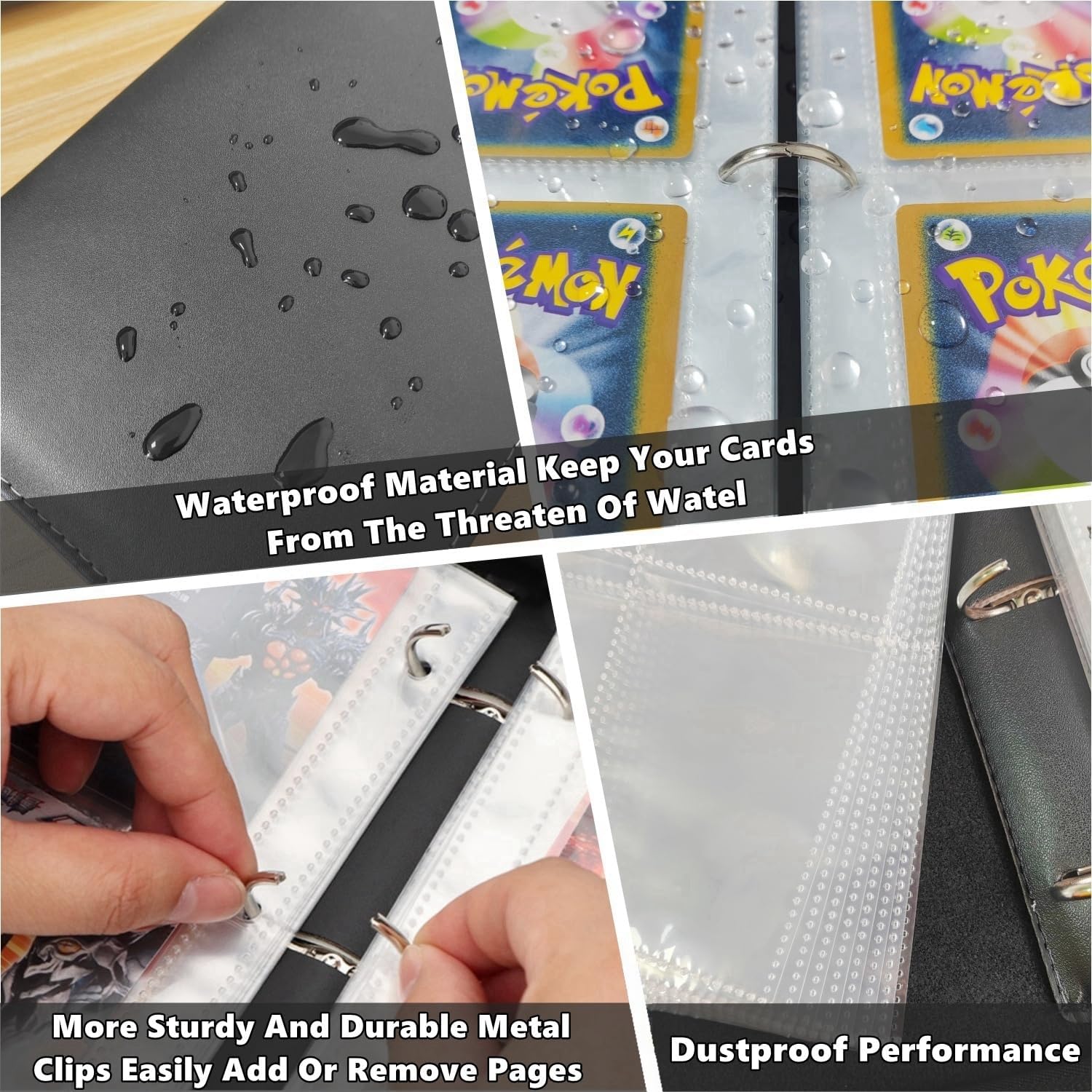 Skiennix Trading Card Binder - 400 Pockets for Pokémon Cards | Zipper Closure & 50 Sleeves, Red