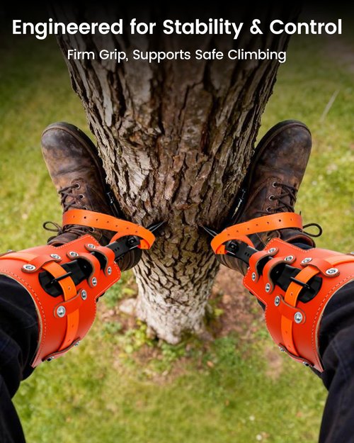 Tree Climbing Spikes Set, 350lbs Load Capacity,1 Pair Climbing Spurs, Tree Climbing Gear with Straps and Spike Protectors, Arborist Equipment for Climbers, Hunting, Lumberjack