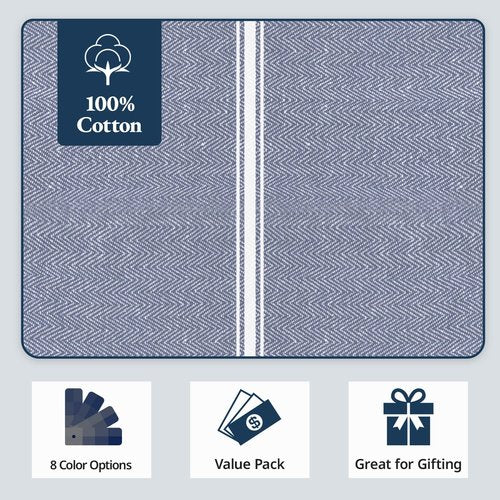 Lane Linen Kitchen Towels - 100% Cotton Dish Towels Set of 6, Lint-Free, 14"x25", Blue Chambray