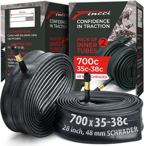Fincci Pack Inner Tubes - 700c x 35c/38c with 48mm Schrader-Presta Valve | Durable Butyl Rubber for Gravel, Road & E-Bikes