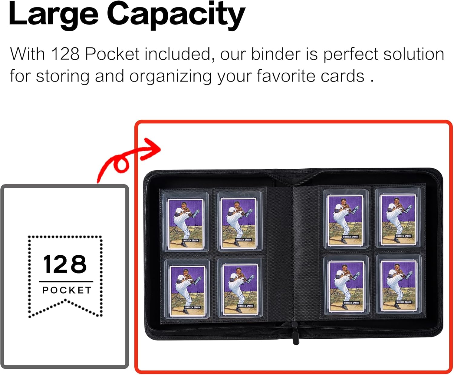 Top Loader Binder - 4 Pocket Design Holds 128 Trading Cards | Classic Purple, 3" x 4" Size