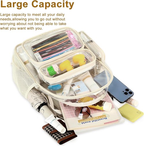 BTOOP Clear Backpack - Heavy Duty Transparent Bookbag for College & Festivals | 17" with Padded Straps