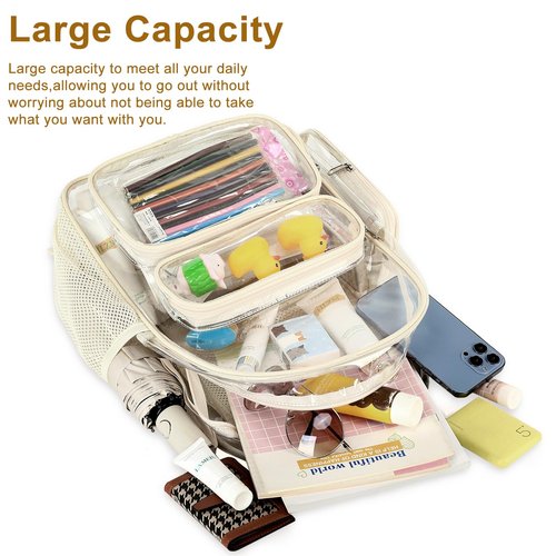 BTOOP Clear Backpack Heavy Duty Transparent Backpack 17" See Through Bookbag for College Work Festival Security with Padded Strap Large Capacity