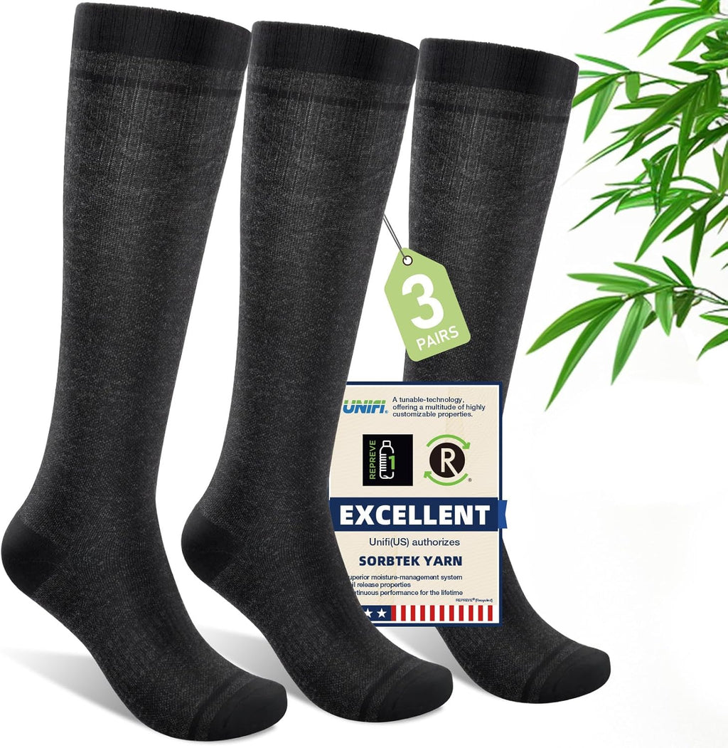 Skiennix Compression Socks - 15-20 mmHg Bamboo Viscose Knee High Support for Travel & Daily Use