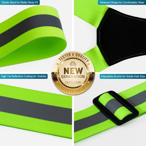 Topward LED Reflective Vest Safety Gear, Light Up Vest for Night Walking Cycling, High Visibility Running Vest with Reflective Strips, USB Rechargeable with Adjustable Waist/Shoulder