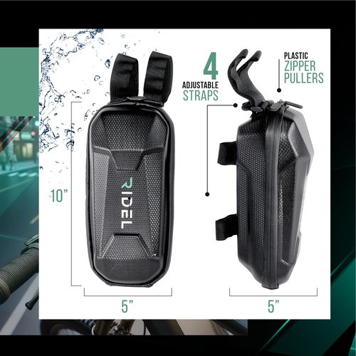 Ridel Bike Bag for Front Frame with Double Zippers - Water Resistant Handlebar Bag with 4 Adjustable Straps - Bike Bags for Bicycles Headtube Ideal for Storing Essentials Like Phone, Keys & Snacks