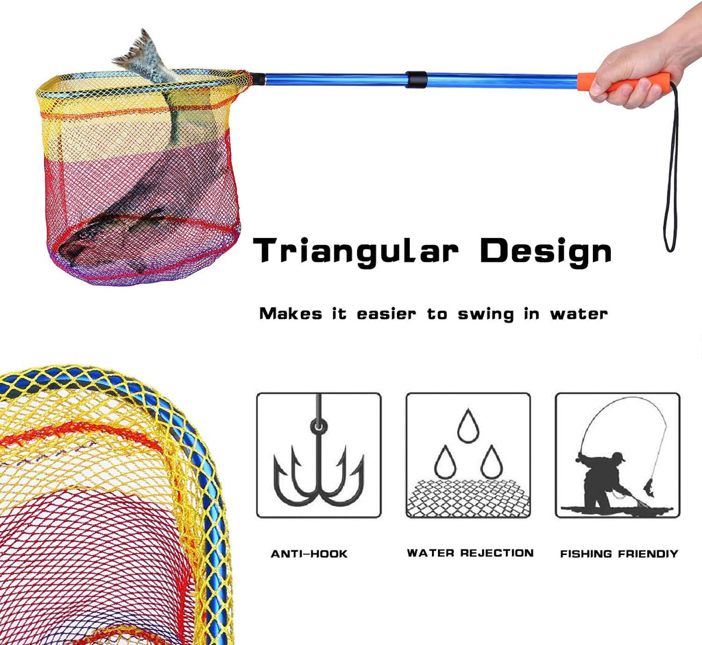 PLUSINNO Kids Fishing Net - Telescopic Lightweight Landing Net with Aluminum Handle | Perfect for Catch and Release