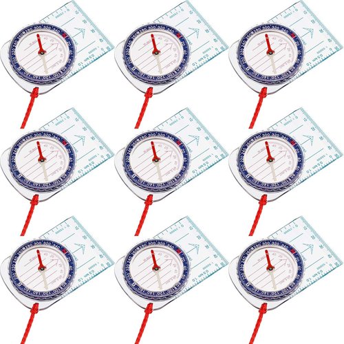 BBTO Orienteering Compass Set - 9 Waterproof Compasses for Hiking, Camping & Map Reading