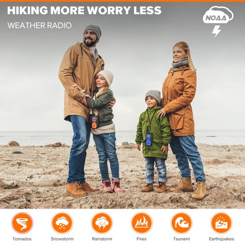 Wishouse Walkie Talkies for Kids Adults - Long Range Rechargeable 2 Way Radios,Gift,Hiking Accessories Camping Gear with Lamp,SOS Siren,NOAA Weather Alert,VOX,Easy to Use 6 Pack
