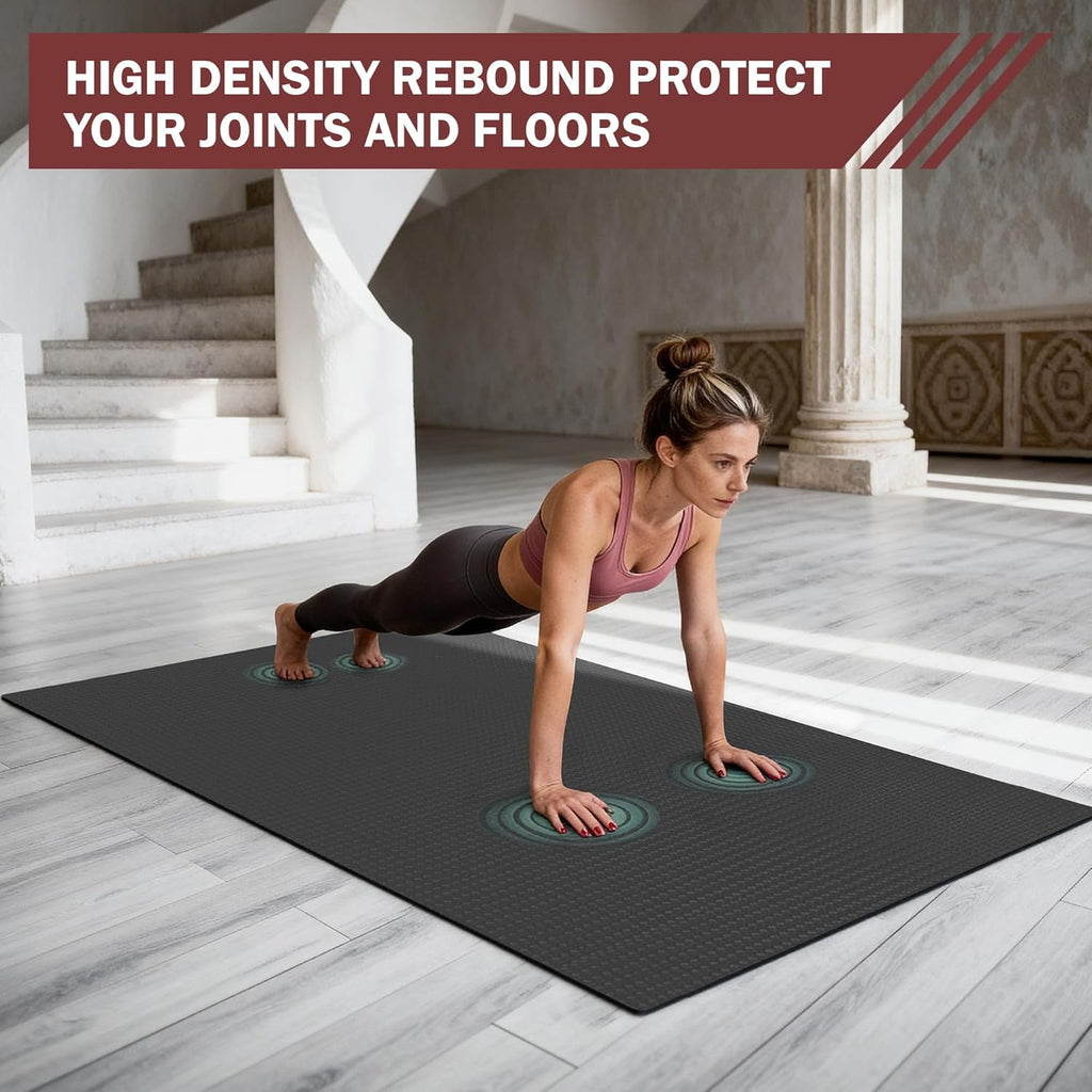 Stepwaver Extra Large Exercise Mat - Non-Slip, Ultra Durable Workout Mat for Home Gym | 6'x4', 7'x5', 8'x5'