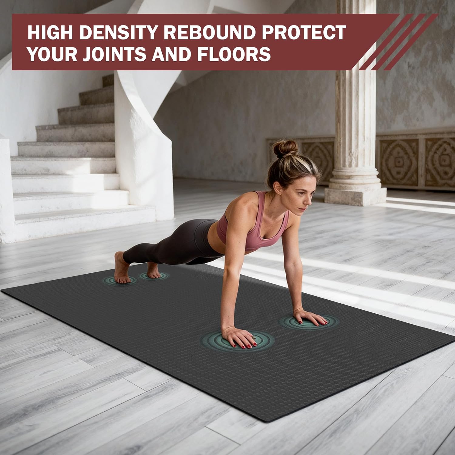 Stepwaver Extra Large Exercise Mat - Non-Slip, Ultra Durable Workout Mat for Home Gym | 6'x4', 7'x5', 8'x5'