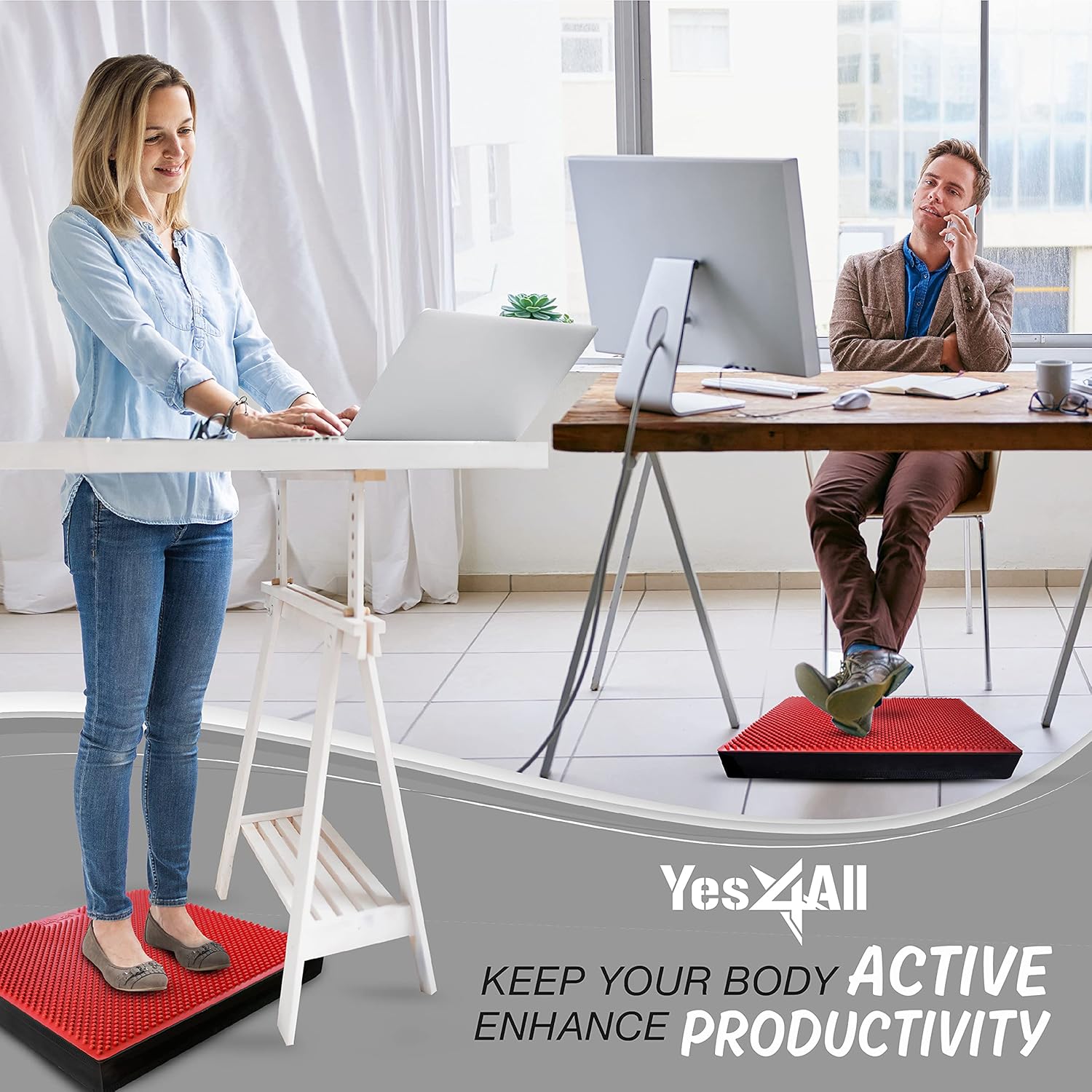 Yes4All Balance Pad - Nonslip TPE Foam for Fitness & Yoga | Upgraded Sizes L, XL, XXL - Multicolor Options