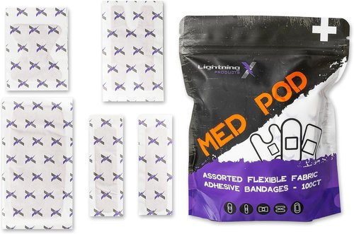Lightning X Products Heavy Duty Flexible Fabric Assorted Adhesive Bandages for First Aid Kits (Pack of 100), 5 Sizes