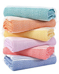 Genovega 6 Packs Oversized Turkish Beach Towels Set Bulk 74"x38" Extra Large Quick Dry Sand Free Light Swim Bath Camping Pool Towel Travel Blanket Essentials Cruise Accessories Adult Vacation Stuff
