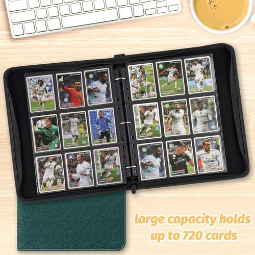 GERMUN Premium Zip Card Binder - 9 Pocket PU Album for MTG, TCG & Sports Cards | 720 Double-Sided Pockets - Dark Green