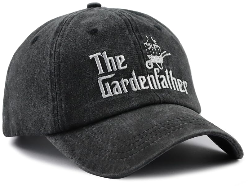 The Garden Father Hat for Men - Funny Embroidered Gardeners Dad Baseball Cap (Black, 1 Size)