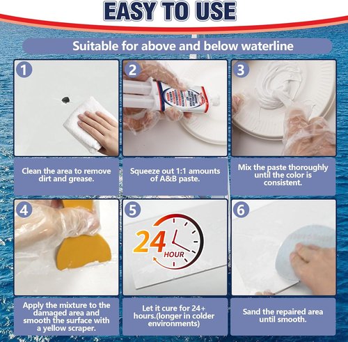 AstraVox Marine Fiberglass Repair Kit - Waterproof Gel Coat & Epoxy Filler for Boats, Jet Skis, Yachts