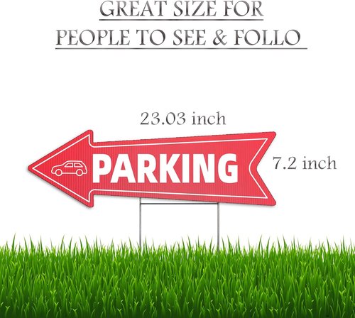 Directional Parking Signs by [Brand Name] - 10 Pack Large 23 X 7.2 Inch Durable Red & White Arrows with Stakes