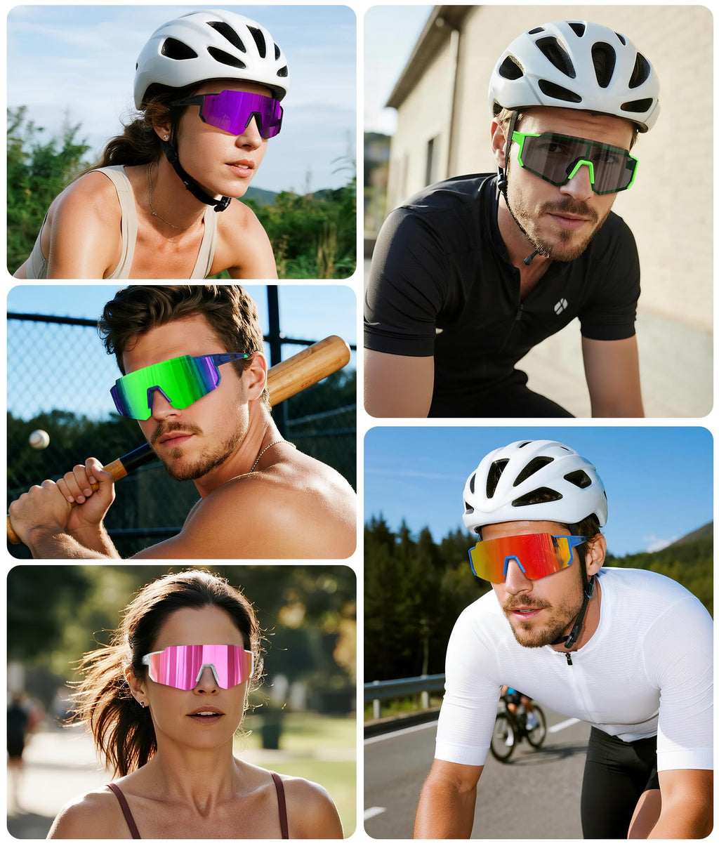 STORYCOAST Polarized Sports Sunglasses for Men Women,Driving Fishing Cycling Mountain Bike Sunglasses UV400 Protection Blue Frame-Red Mirror Lens