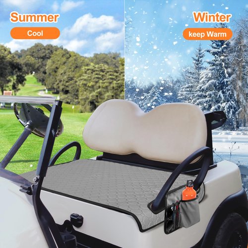 PGmoon Golf Cart Seat Covers, Golf Cart Seat Towel Blanket with 4 Side Pockets & Non-Slip Bottom Fits for EZGO, Club Car, Yamaha and More 2 Person Seats Golf Carts