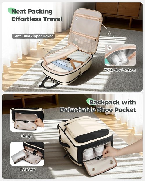 MATEIN Underseat Backpack - TSA Approved Personal Item Bag for Women | Removable Shoe Compartment & 15.6" Laptop Sleeve
