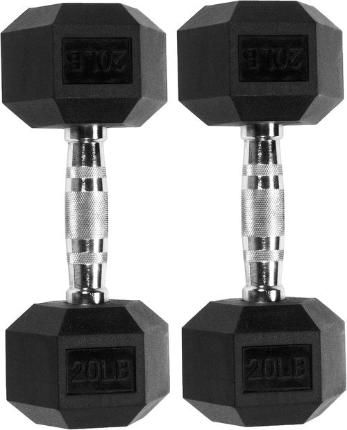 Fitvids Hex Dumbbells - Rubber Coated Hand Weights for Fitness | 10-50LB Options Available