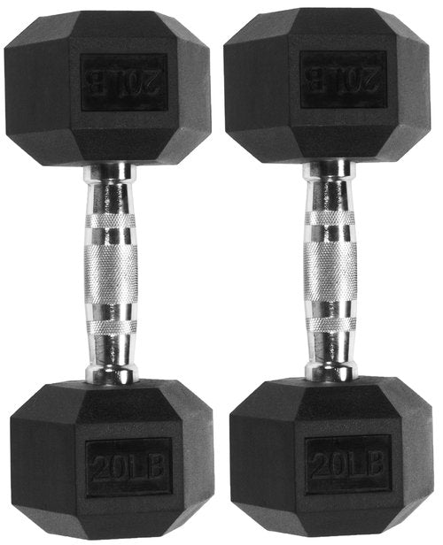 Fitvids 20LB Pair Hex Dumbbells Rubber Coated Hand Weights for Exercises and Fitness