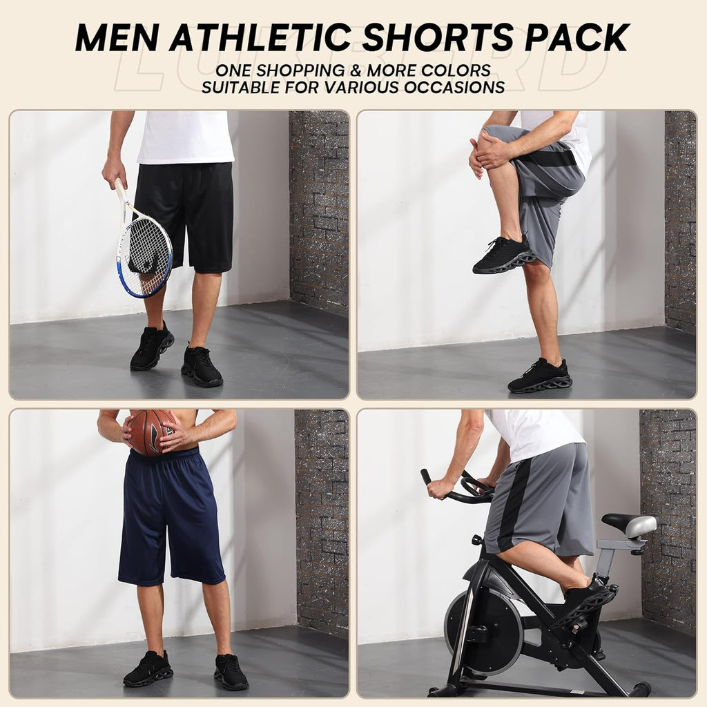 Skiennix Men's Long Athletic Shorts - Quick Dry Camo Basketball Gym Shorts with Pockets