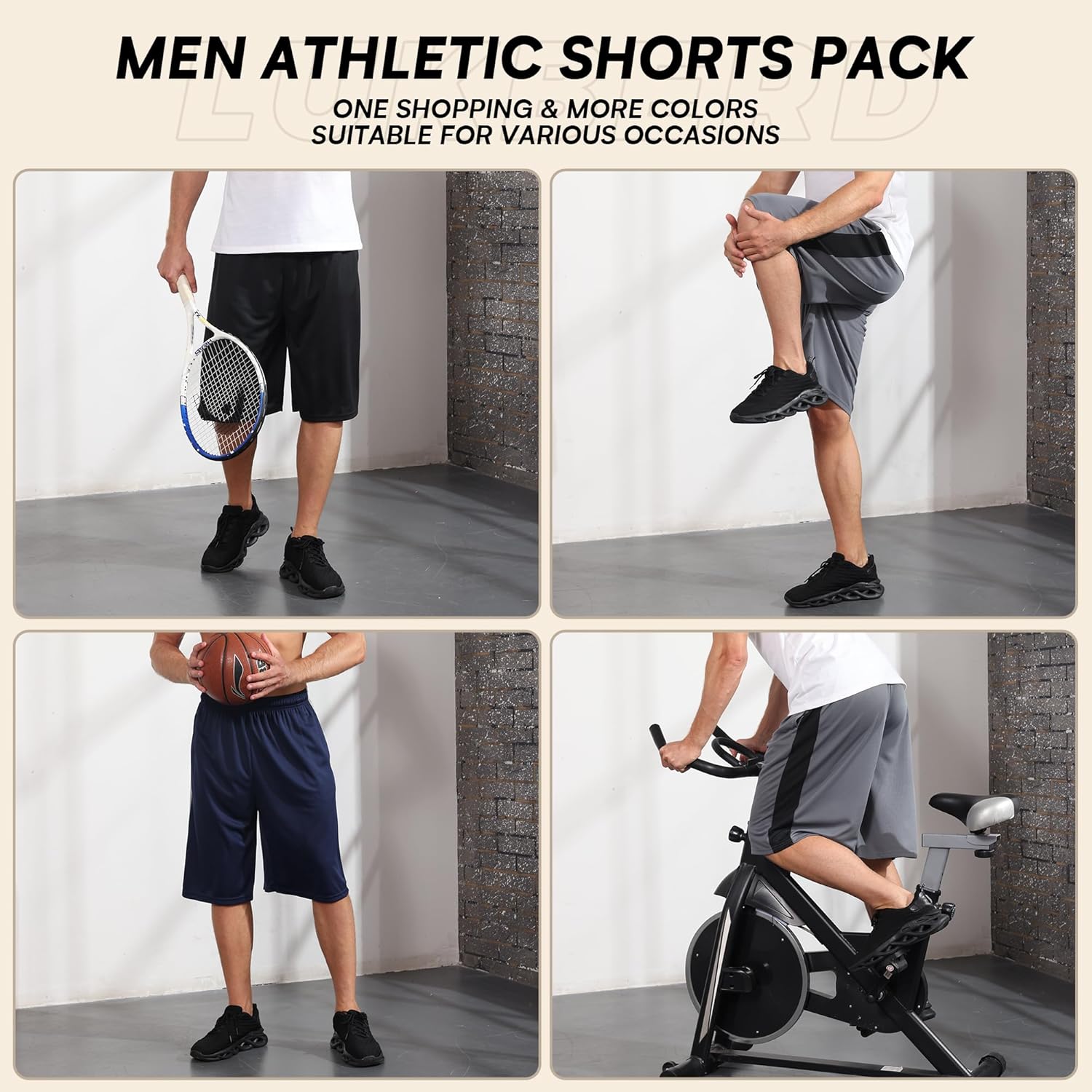 Skiennix Men's Long Athletic Shorts - Quick Dry Camo Basketball Gym Shorts with Pockets