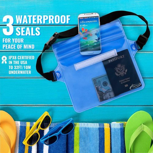AiRunTech Clear Waterproof Fanny Pack - Essential Beach & Cruise Accessory with Waist Strap for Phone & Passport