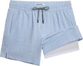 Maamgic Men's Swim Trunks - 5.5 Inch Quick-Dry Seersucker Beach Shorts with Compression Liner