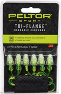 Peltor Sport Tri-Flange Earplugs - Comfortable Noise Reduction (NRR 26 dB) - 3 Pairs, Neon Yellow