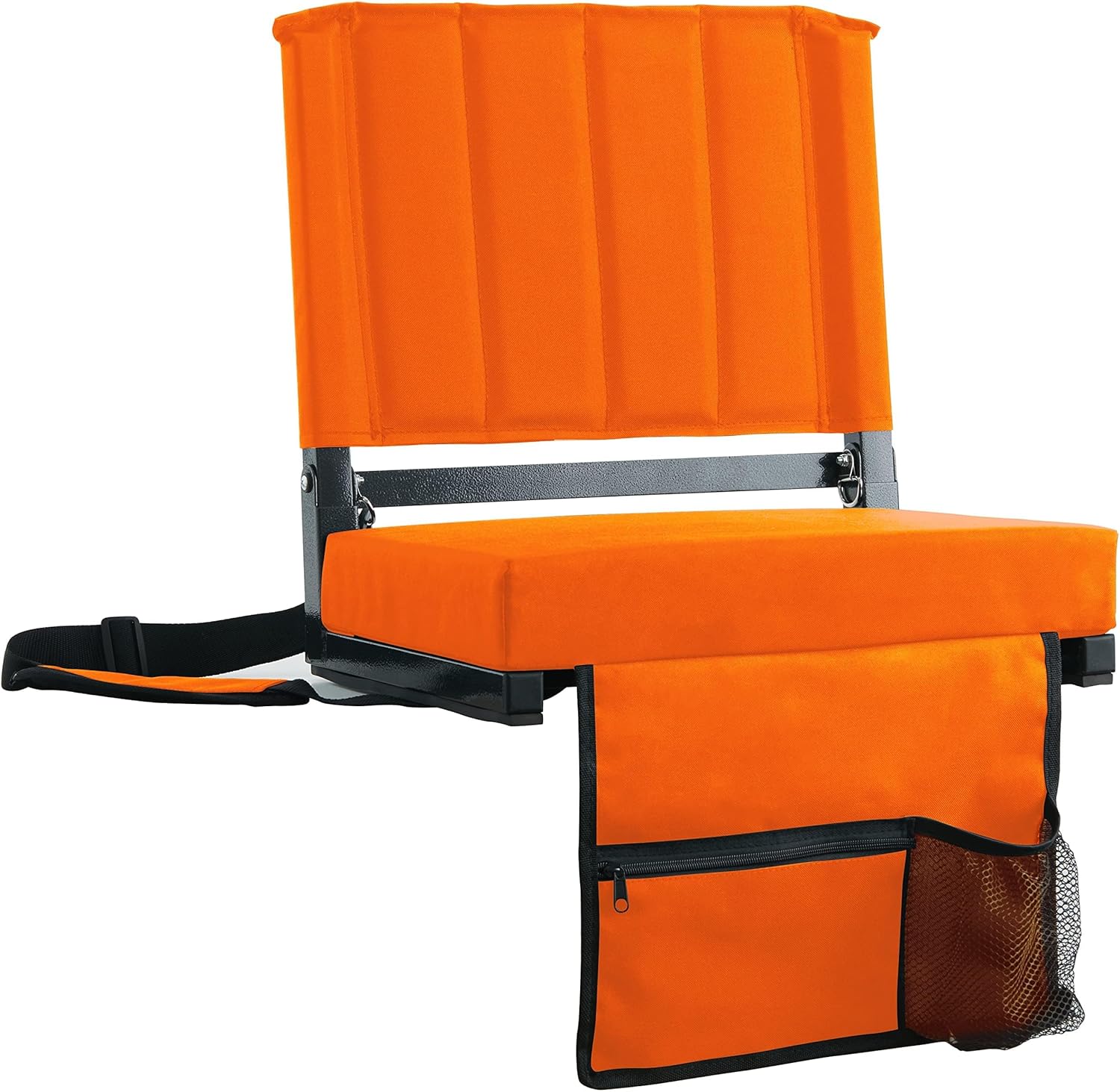 Sport Beats Stadium Seats - Padded Bleacher Chair with Back Support & Shoulder Strap | Orange, 1pc Regular - 17"W x 12"D x 16.5"H